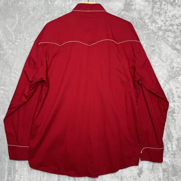 Larry Mahan Shirt Mens XL Red Western Pearl Snap Cowboy Collection Piping Yoke - Picture 3 of 12